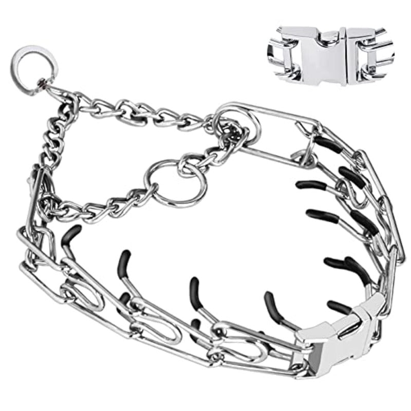 Adjustable Dog Prong Pinch Collar Training Collar with Quick Release Buckle