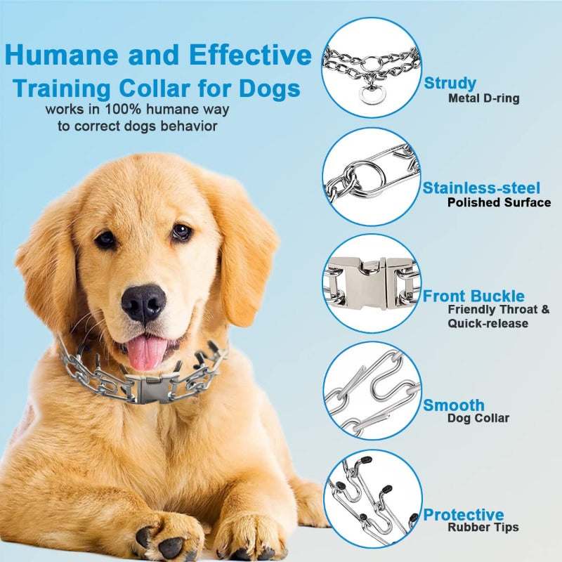 Adjustable Dog Prong Pinch Collar Training Collar with Quick Release Buckle