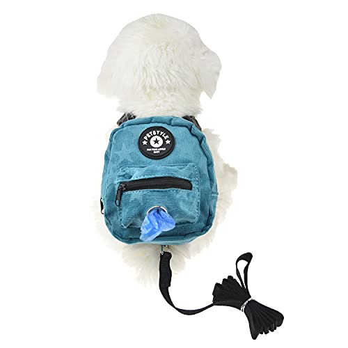 Dog Backpack Harness with Leash Adjustable Travel Hiking Walking Harness Backpack