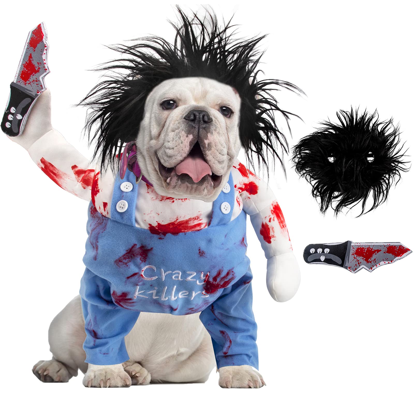 Dog Halloween Costume Dog Deadly Costume with Blood Knife