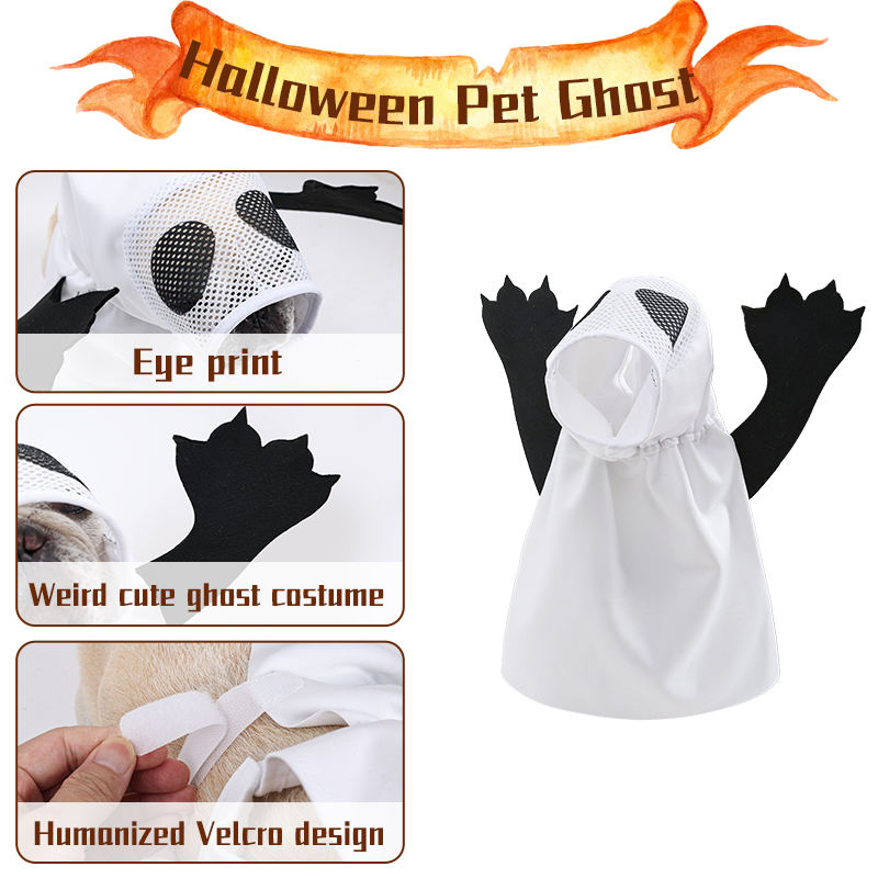 Dog Halloween Costume Ghost Outfit For Pets Funny Dress-up