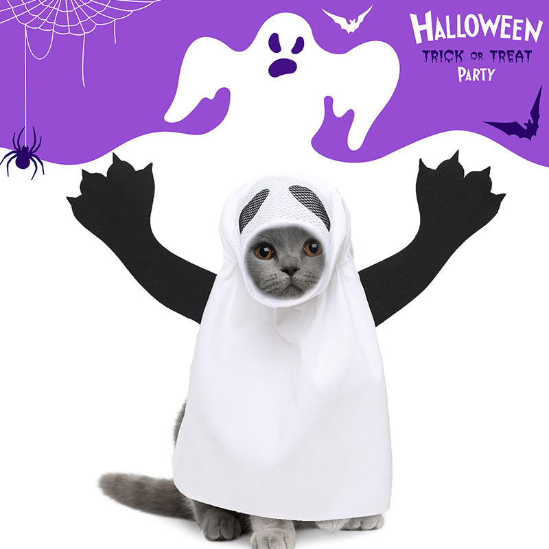 Dog Halloween Costume Ghost Outfit For Pets Funny Dress-up