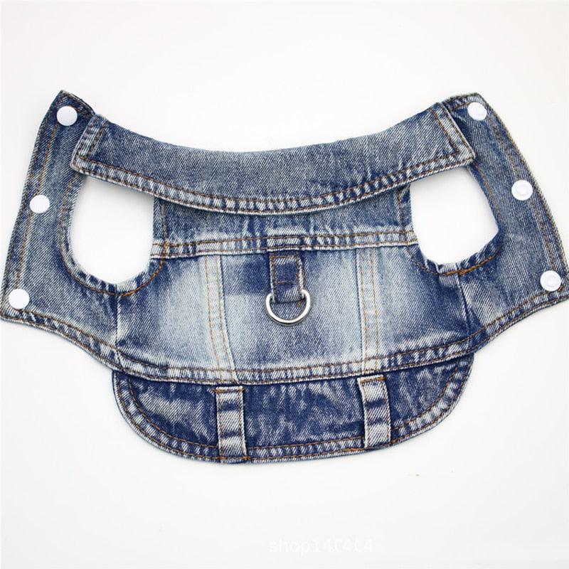Dog Jeans Jacket Comfort Lapel Harness Vest With D-Ring for Leash