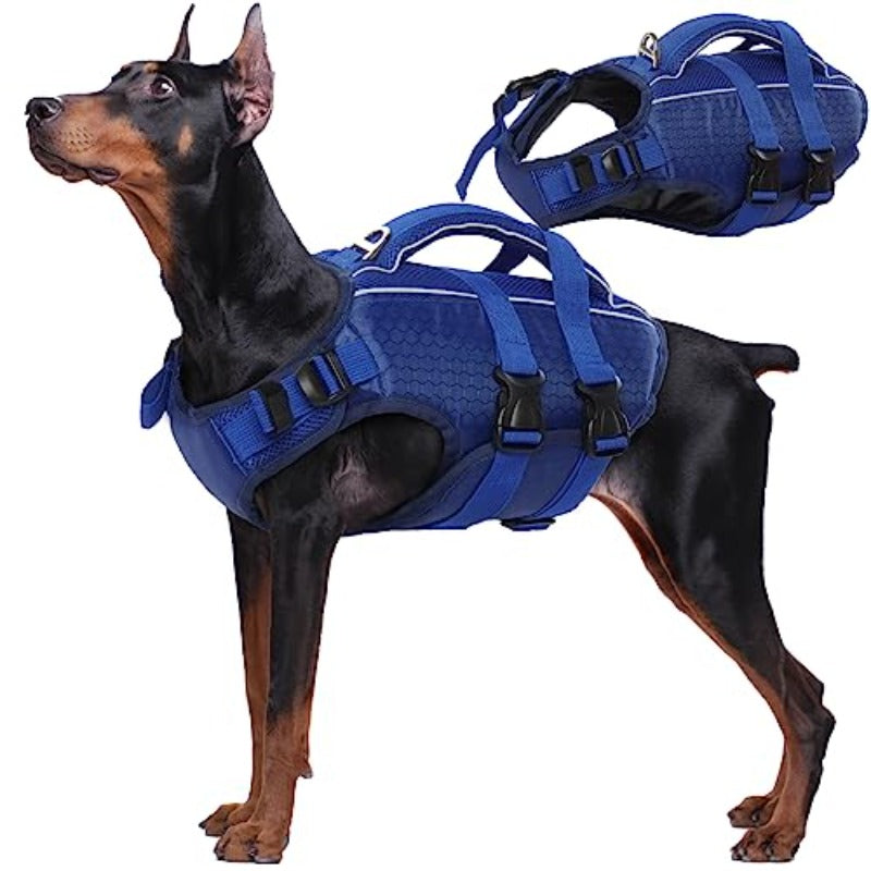 Dog Life Jacket High Flotation Reflective Dog Life Vest WIth Rescue Handle