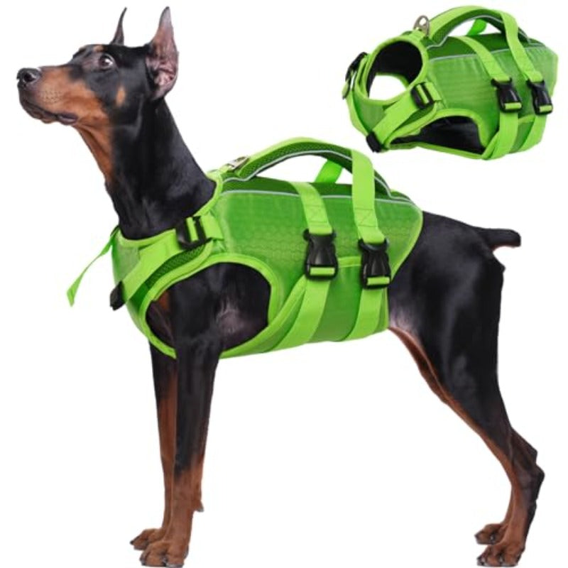 Dog Life Jacket High Flotation Reflective Dog Life Vest WIth Rescue Handle