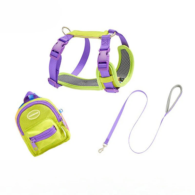 Dog Hand Holding Rope Chest Strap Suit Vest with Bag