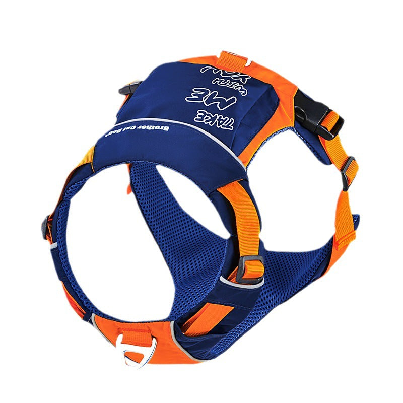 Nylon Dog Harness With Storage Bag Outdoor Adventure Safety Reflective Dog Vest