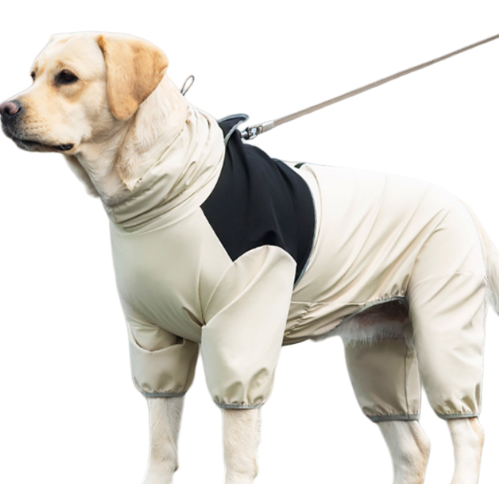 Outdoor Reflective Line Safety Four Legs Big Dog Clothes Waterproof Dog Raincoat