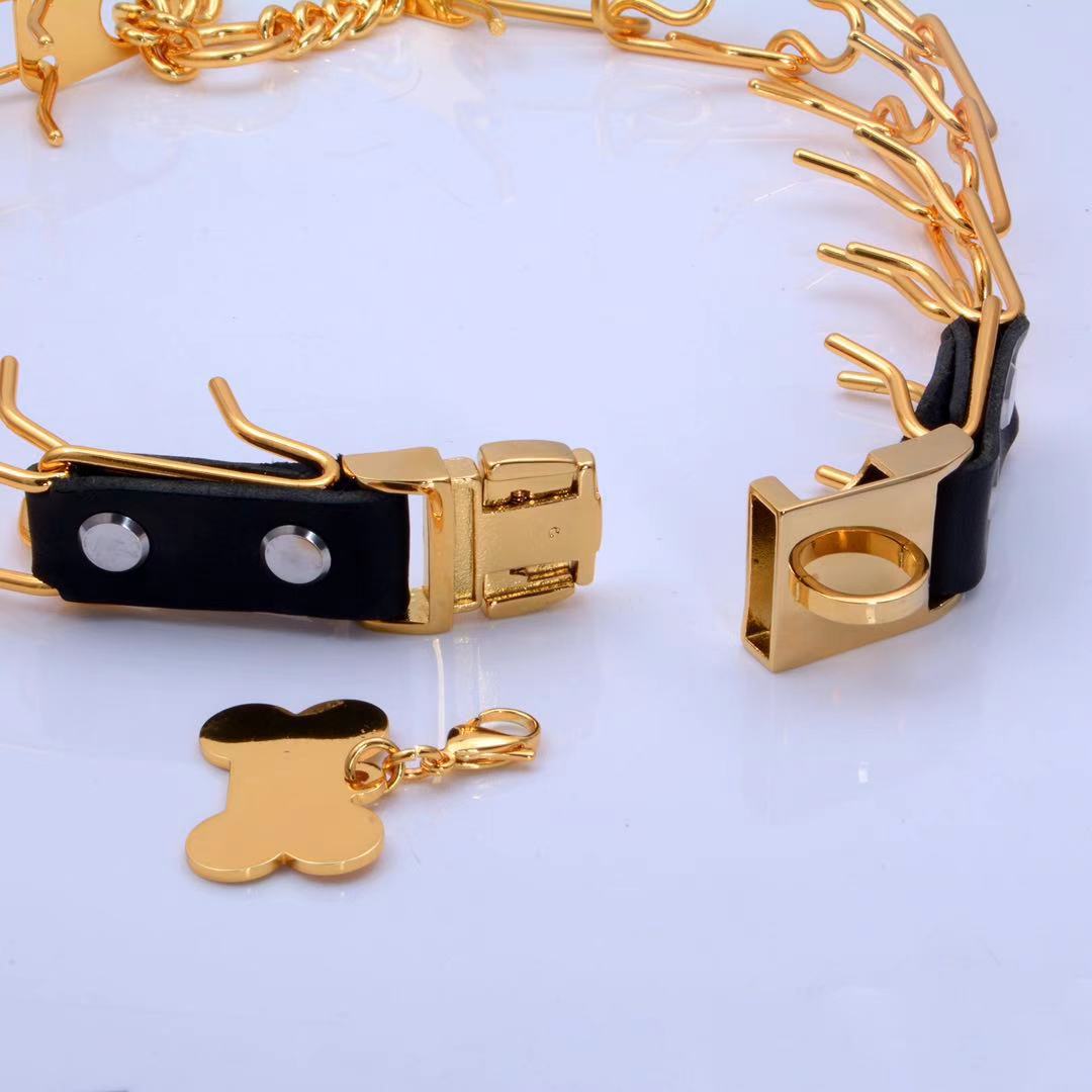 Dog Gold Chain Collar Pet Dog Stimulation Training Neck Stainless Steel Collar