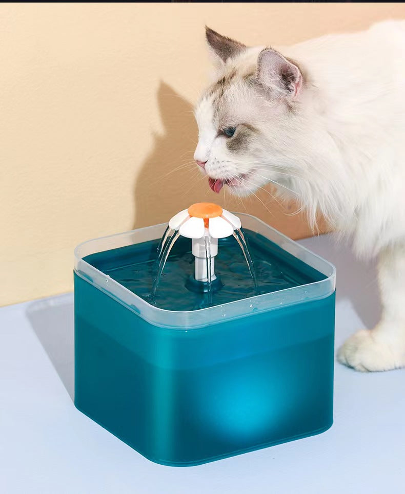 Plastic Colorful Flower 2.0L PP Non-toxic Automatic Pet Drinking Fountain