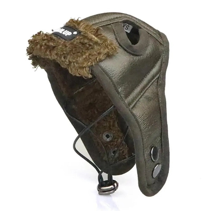 Warm Dog Pilot Hat Leather Pet Dog Cap