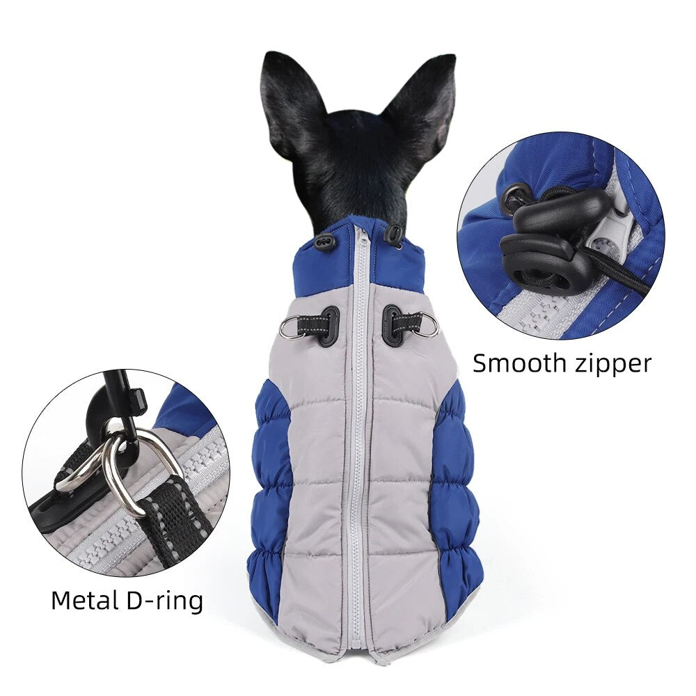 Reflective Dogs Winter Warm Thickening Jacket Windproof Dog Clothes with Harness